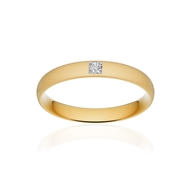 Alliance or 750 jaune sablé demi-jonc confort 3,5mm diamant princesse