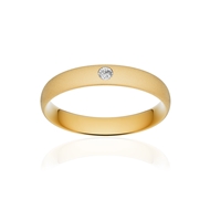 Alliance or 750 jaune sablé demi-jonc confort 4mm diamant brillant