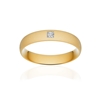 Alliance or 750 jaune sablé demi-jonc confort 4,5mm diamant princesse - vue V1