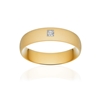 Alliance or 750 jaune sablé demi-jonc confort 5,5mm diamant princesse - vue V1