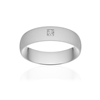 Alliance or 750 blanc sablé demi-jonc confort 6mm diamant princesse - vue V1