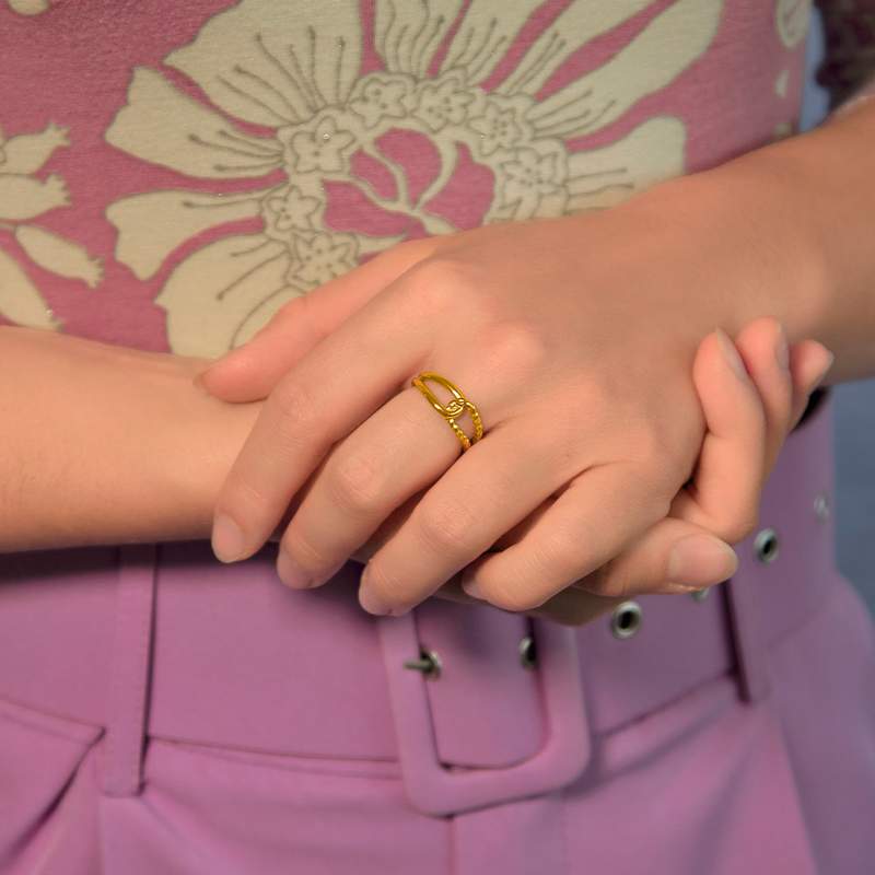 Bague acier jaune - vue porté 2