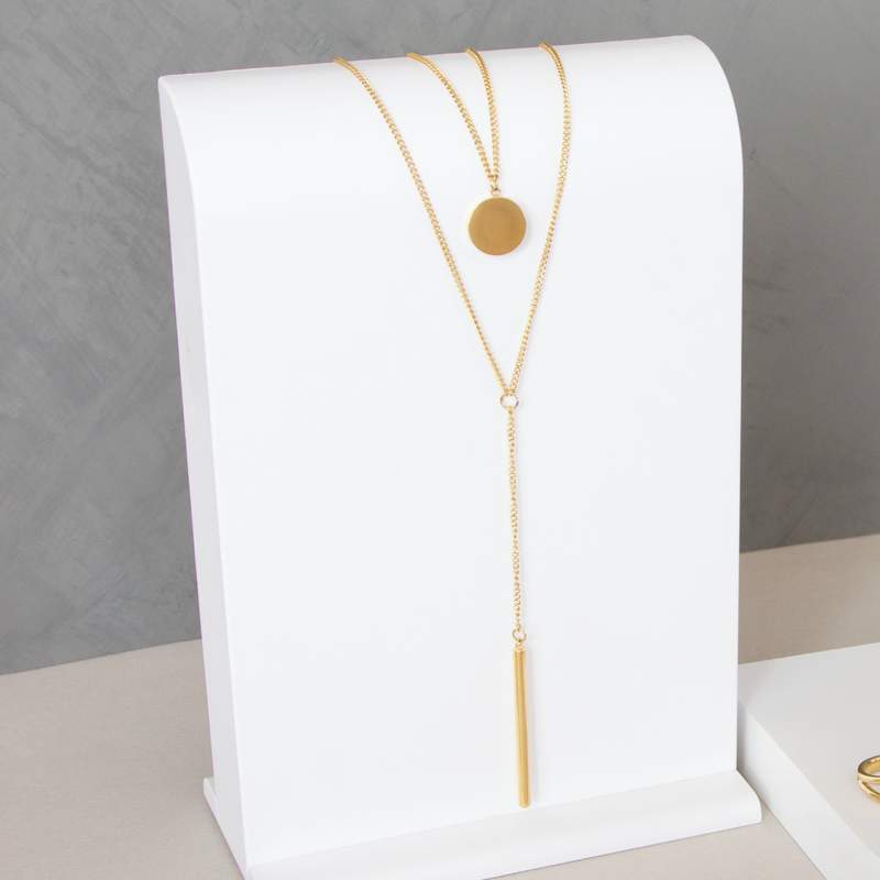 Collier multirang acier jaune 45 cm - vue D1