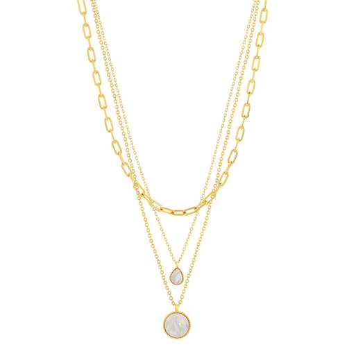 Collier acier jaune nacre 43cm