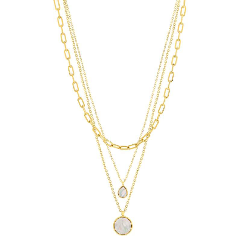 Collier acier jaune nacre 43cm - vue 1