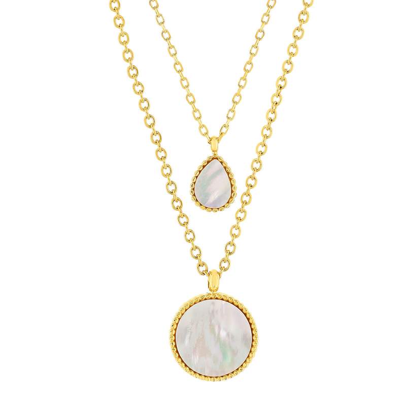 Collier acier jaune nacre 43cm - vue 2