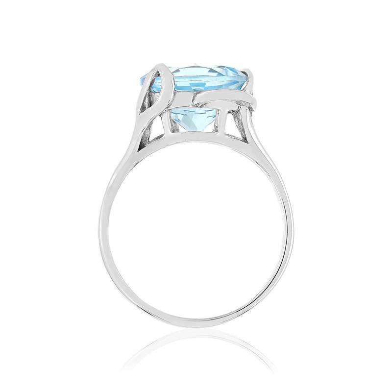 Bague argent 925 topaze bleue traitée 4 carats - vue 2