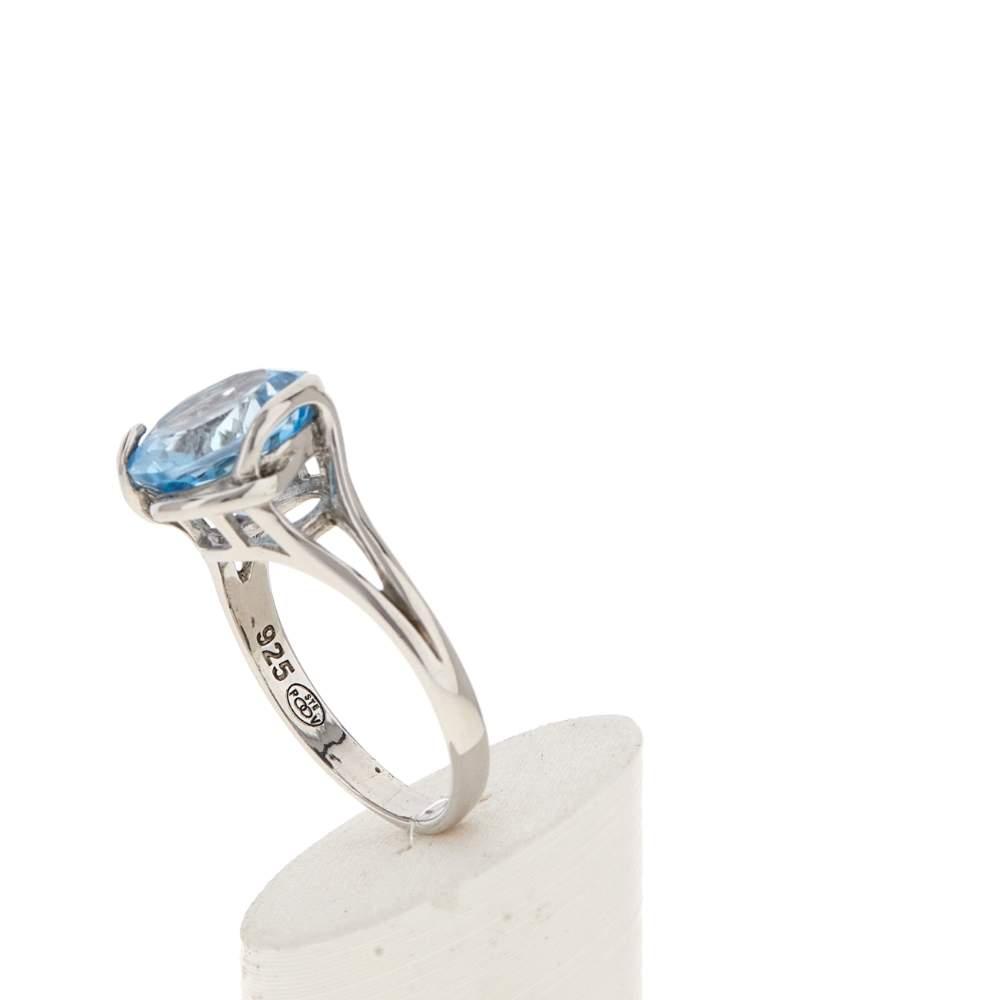Bague argent 925 topaze bleue traitée 4 carats - vue 5