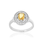 Bague argent 925 citrine topazes blanches 0.60 carat - vue 1