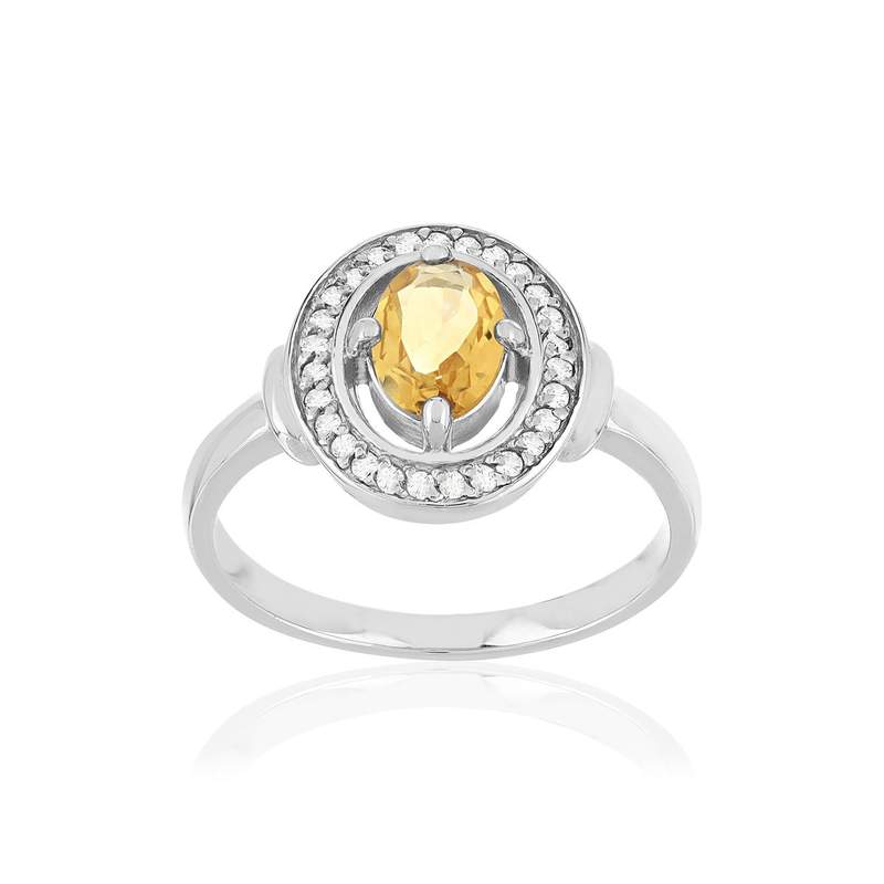Bague argent 925 citrine topazes blanches 0.60 carat - vue 1