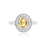 Bague argent 925 citrine topazes blanches 0.60 carat - vue 3