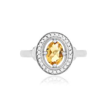 Ring silver 925 citrine white topaz 0.60 carat