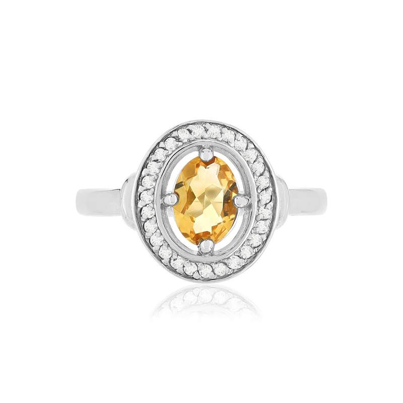 Bague argent 925 citrine topazes blanches 0.60 carat - vue 3