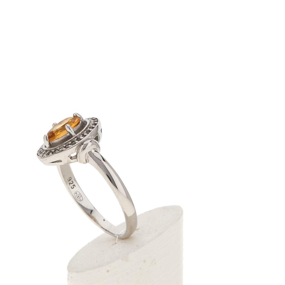 Bague argent 925 citrine topazes blanches 0.60 carat - vue 5