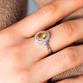 Ring silver 925 citrine white topaz 0.60 carat