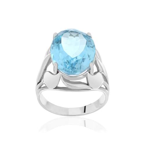 Bague argent 925 topaze bleue traitée 10 carats