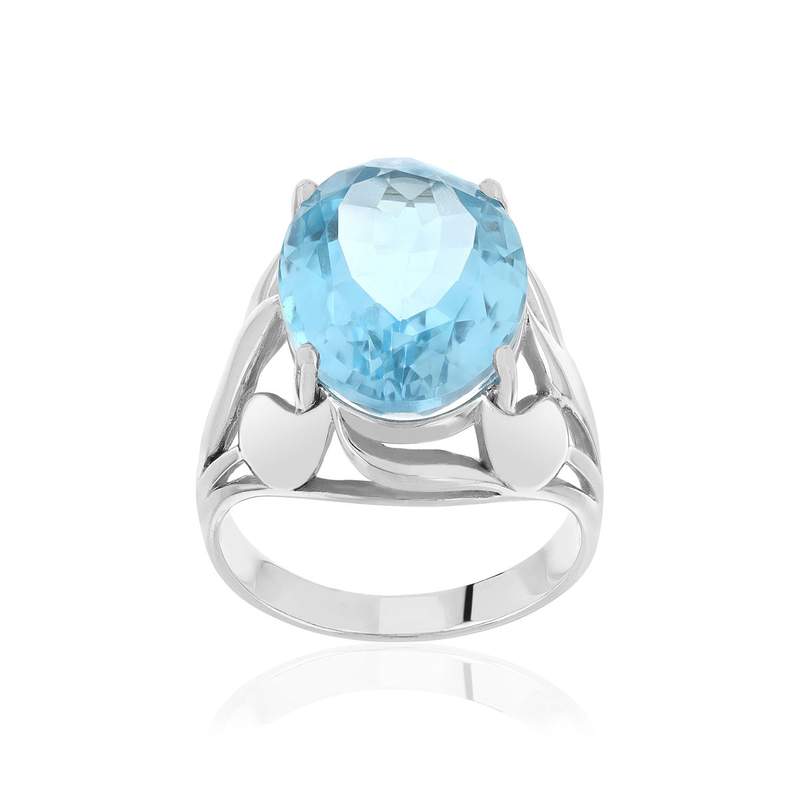 Bague argent 925 topaze bleue traitée 10 carats - vue 1