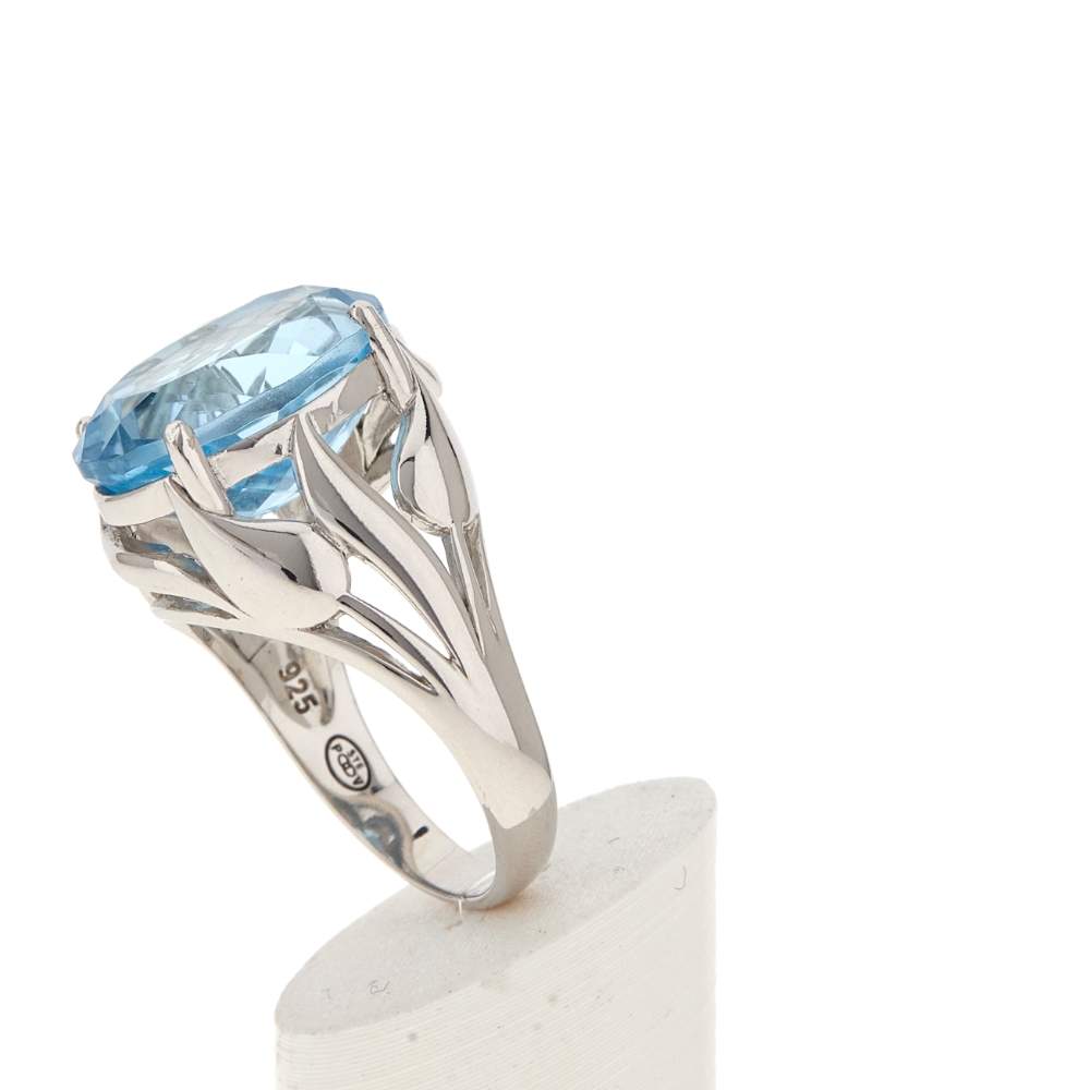 Bague argent 925 topaze bleue traitée 10 carats - vue 5
