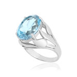 925 Sterling Silver Ring with 10-Carat Treated Blue Topaz - View D1