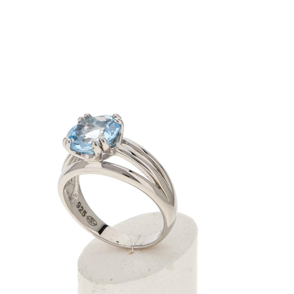 Bague argent 925 topaze bleue traitée - vue 3