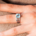 Bague argent 925 topaze bleue traitée - vue porté 1
