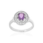 Bague argent 925 améthyste topazes blanches - vue 1