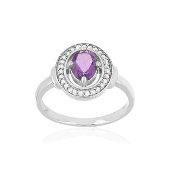 Bague argent 925 améthyste topazes blanches