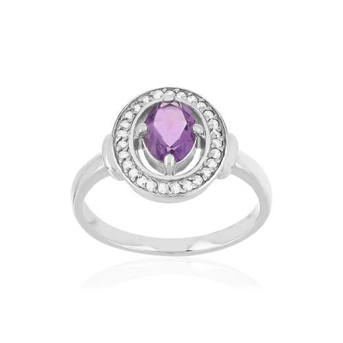 Bague argent 925 améthyste topazes blanches