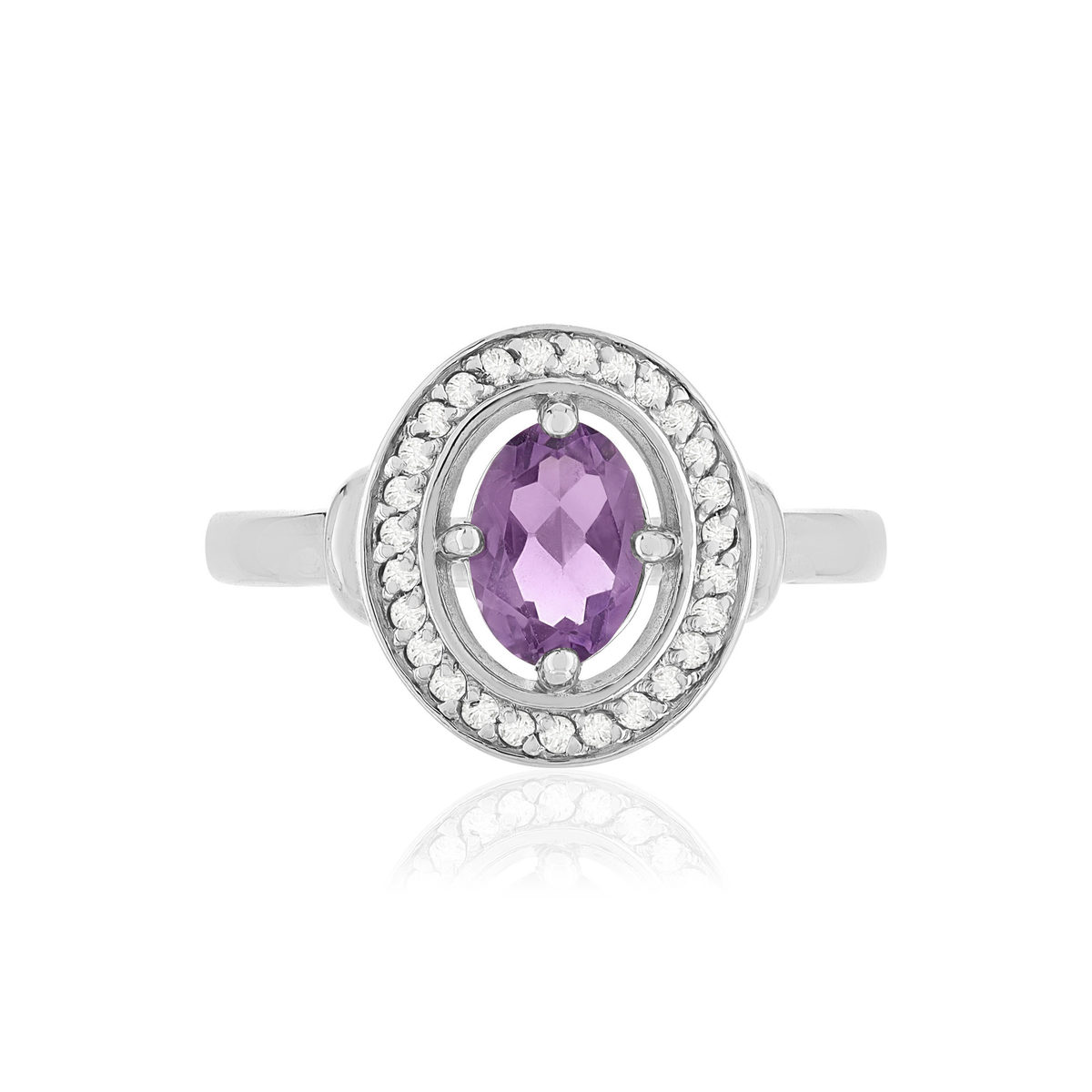 Bague argent 925 améthyste topazes blanches - vue 3