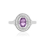 Bague argent 925 améthyste topazes blanches - vue 3