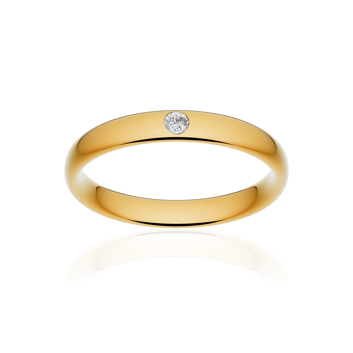 Alliance or 750 jaune poli ruban confort 3,5mm diamant brillant