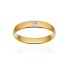 Alliance or 750 jaune poli ruban confort 4mm diamant brillant - vue V1