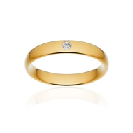 Alliance or 750 jaune poli ruban confort 4mm diamant brillant