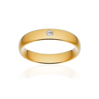 Alliance or 750 jaune poli ruban confort 4,5mm diamant brillant