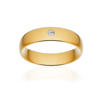 Alliance or 750 jaune poli ruban confort 5,5mm diamant brillant