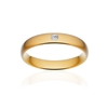 Alliance or 750 jaune brossé ruban confort 4mm diamant brillant - vue V1