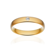 Alliance or 750 jaune brossé ruban confort 4mm diamant brillant