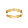 Alliance or 750 jaune poli ruban plat confort 3,5mm diamant princesse - vue V1