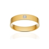 Alliance or 750 jaune poli ruban plat confort 4mm diamant princesse - vue V1