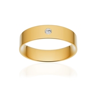 Alliance or 750 jaune poli ruban plat confort 5mm diamant brillant