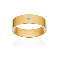 Alliance or 750 jaune poli ruban plat confort 5,5mm diamant brillant