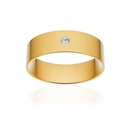 Alliance or 750 jaune poli ruban plat confort 6mm diamant brillant