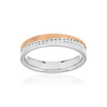 750 18K rose and white gold wedding band with diamonds - view 1