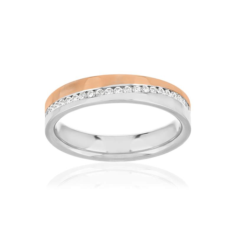 Alliance 2 ors 750 rose et blanc diamants - vue 1