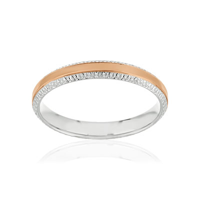 Alliance 2 ors 750 rose et blanc diamanté