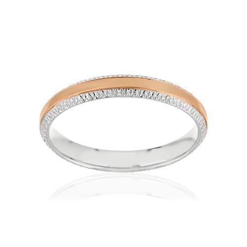Alliance 2 ors 750 rose et blanc diamanté