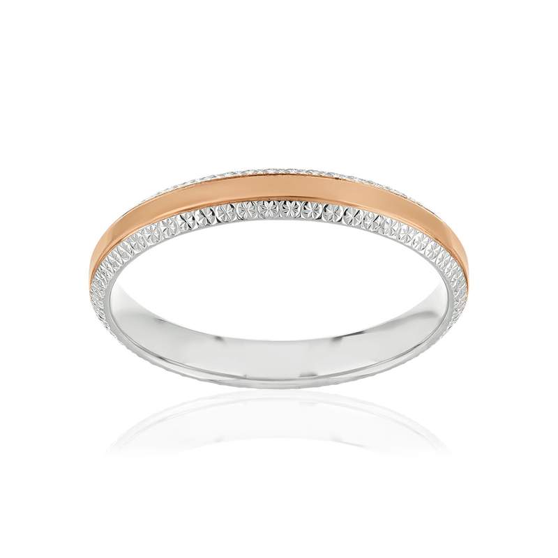 Alliance 2 ors 750 rose et blanc diamanté - vue 1