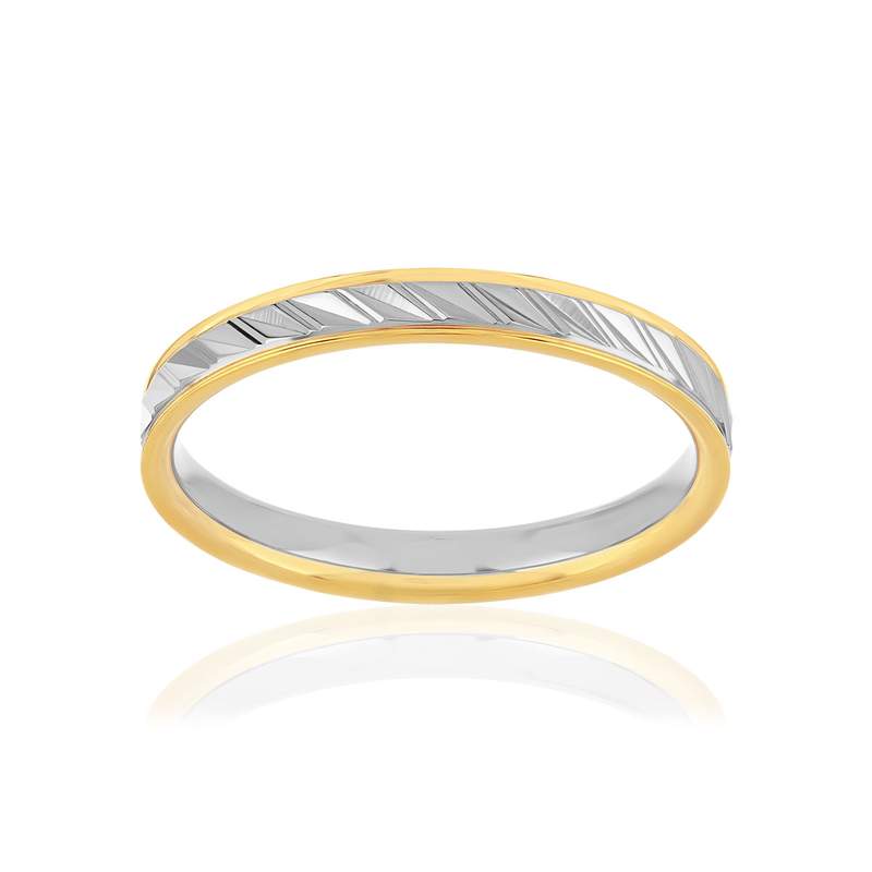 750 Yellow and White Gold Wedding Band - View 1