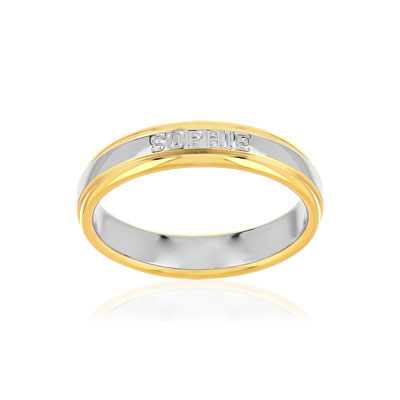 Alliance 2 ors 750 jaune et blanc prénoms