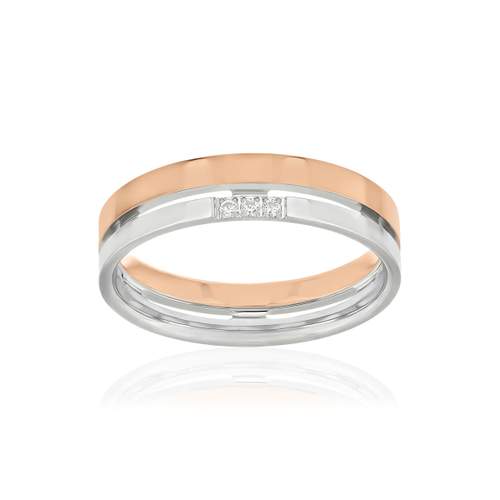 Alliance or 750 2 ors blanc et rose diamants